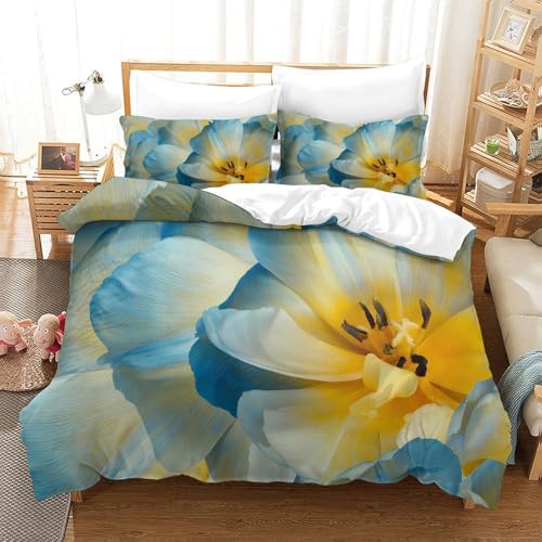 Linge de lit microfibre 3D parure de lit confortable imprimé floral King size - 3