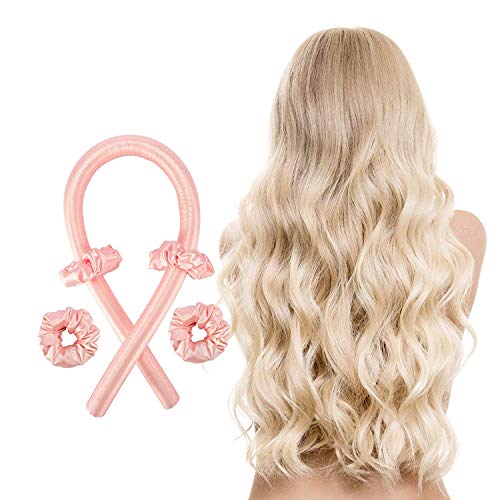 Women Heatless Rollers Hair Curlers for Long Hair，Heatless Curls, TikTok No Heat Curling Rod Headband Silk Curls Headband,DIY Hair Styling Tools Kit Soft Headband Wave Formers Hair Curlers (Pink)