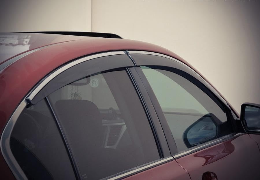 WellVisors Window Visors Wind Deflectors Compatible with Subaru 2010-2014 Legacy Sedan with Chrome Trim Rain Guards 3-847SU005