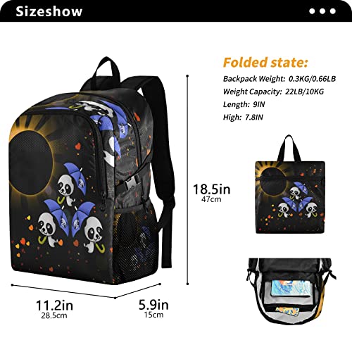 Cartable panda noir pliable et imperméable pour voyage scolaire