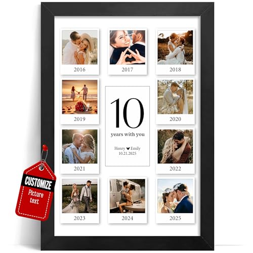 VICILO Custom Polaroid Photo Frame Collage Template, 10 Year Anniversary Love Gifts for Him and Her, Gift for Husband and Wife, 10 Polaroid Photos