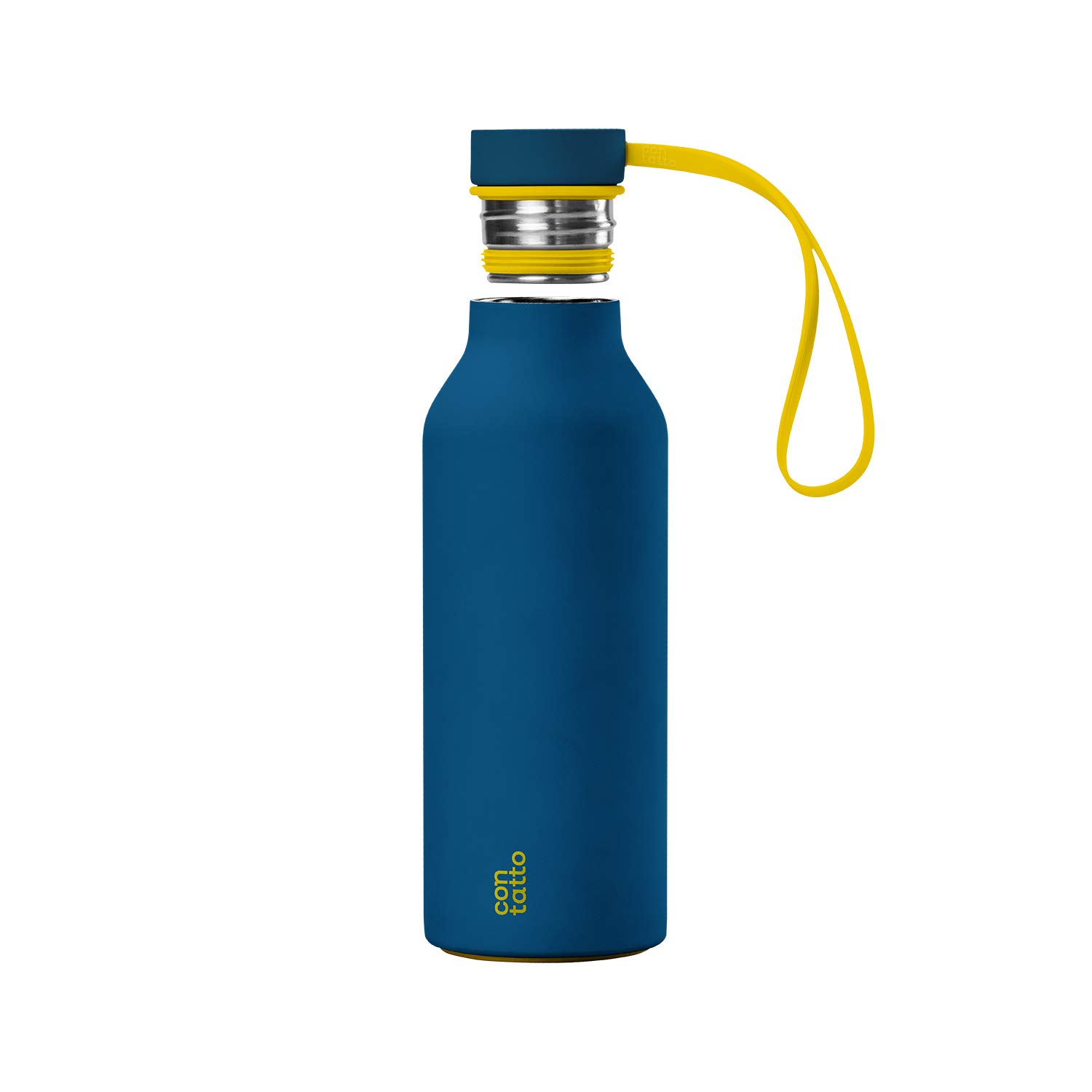 con-tatto Bottle Bottiglia termica con 3 Pareti in Acciaio e Rame - Bevande fredde per 25 ore e calde per 15 ore - Fascia e Tappo Sport Lid inclusi! (Sky High)