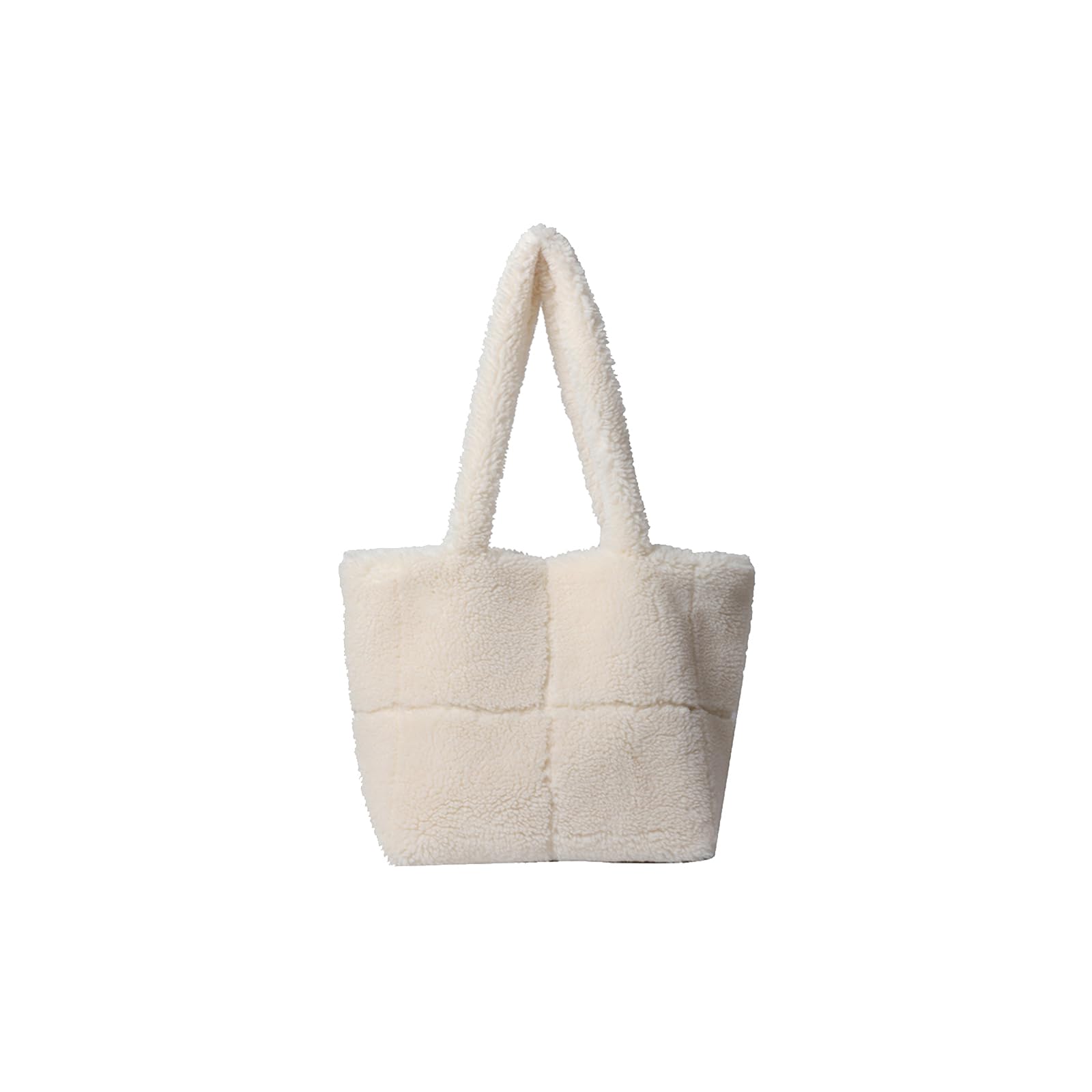 CORIOS Damen Lammwolle Handtasche Flauschige Tasche Plüsch Schultertasche Große Henkeltaschen Niedlich Flauschige Tote Beutel Einkaufstaschen Leichte Tragetasche Weiß