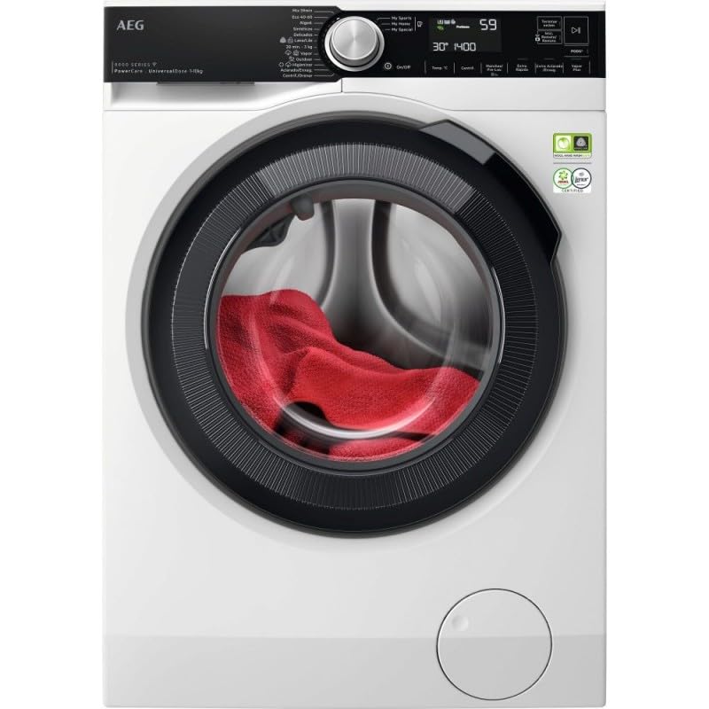 AEG Lavatrice di carico frontale 10 kg LFSR8514L6O, 1400 giri/min, libera installazione, tecnologia PowerCare, Programma Vapore ProSteam, PreciseWash, Cassetto universale, Connettività WiFi, Display