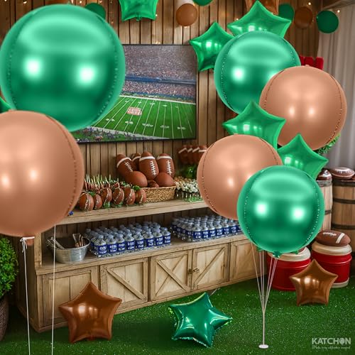 Image of KatchOn, Green and Brown Foil Balloons - 22 Inch, Pack of 6 | Brown and Green Foil Balloons for Safari, Jungle Party Decorations | Mardi Gras, St. Patricks, Fiesta Party, Football Party Decorations