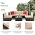 Shintenchi 6 Pieces Patio Furniture Sets Outdoor All-Weather Sectional Patio Sofa Set PE Rattan Manual Weaving Wicker Patio Conversation Set with Glass Table&Ottoman Cushion and Red Pillows, Beige