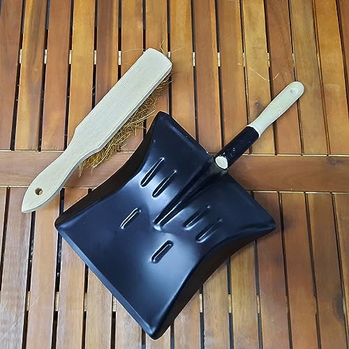 Metall Kehrblech und Handfeger Kokus im SET Kehrschaufel Hand Besen Feger Holz Griff Kehr Schaufel Kehrset Kehrgarnitur (1x Schwarz) – Bild 6