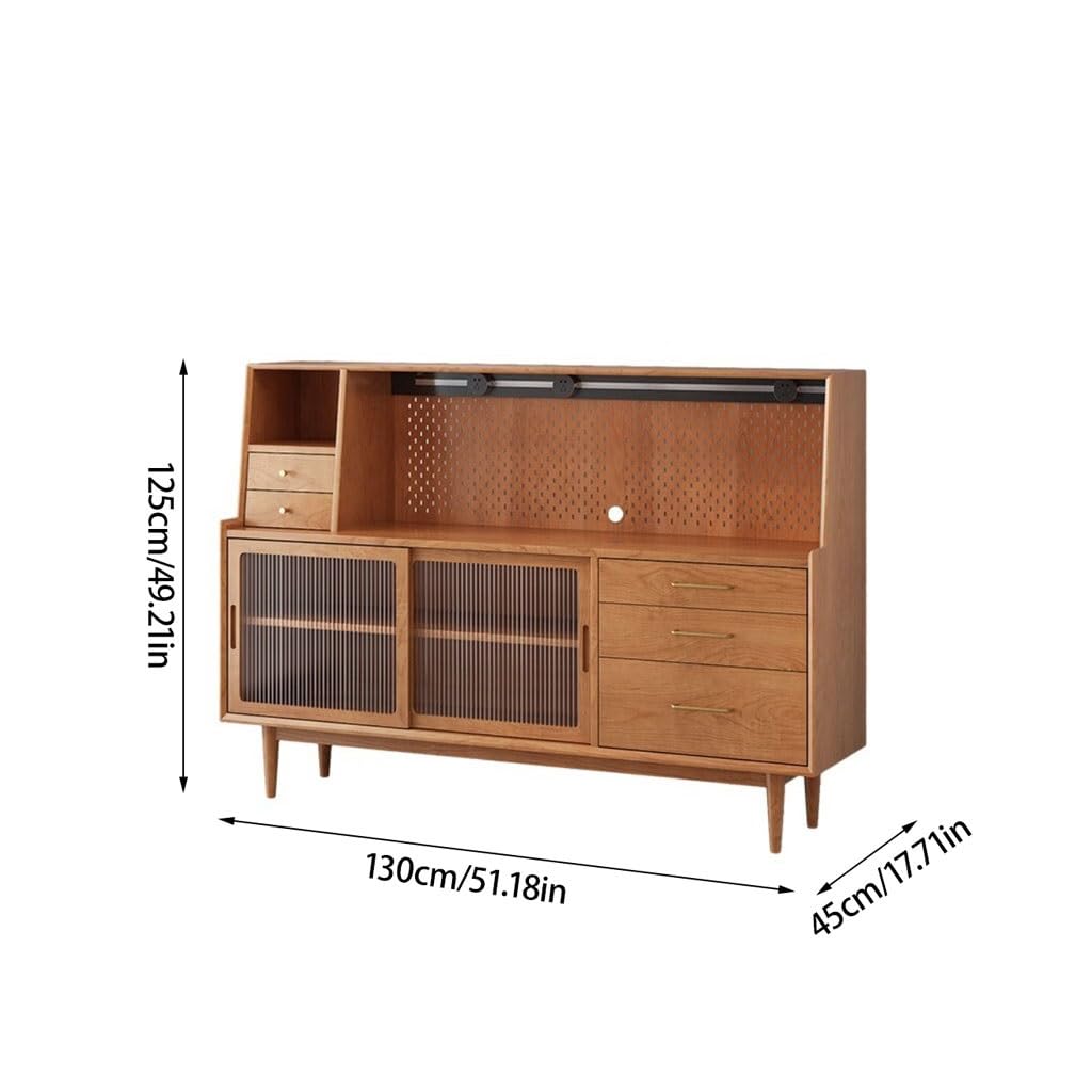 Sideboard-Buffetschrank Lagerschränke aus Massivholz, Küchendekorationsschränke, chinesische Kaffeebarschränke, Haushaltsteeschränke Küchenbuffet-Aufbewahrungsschrank(B)