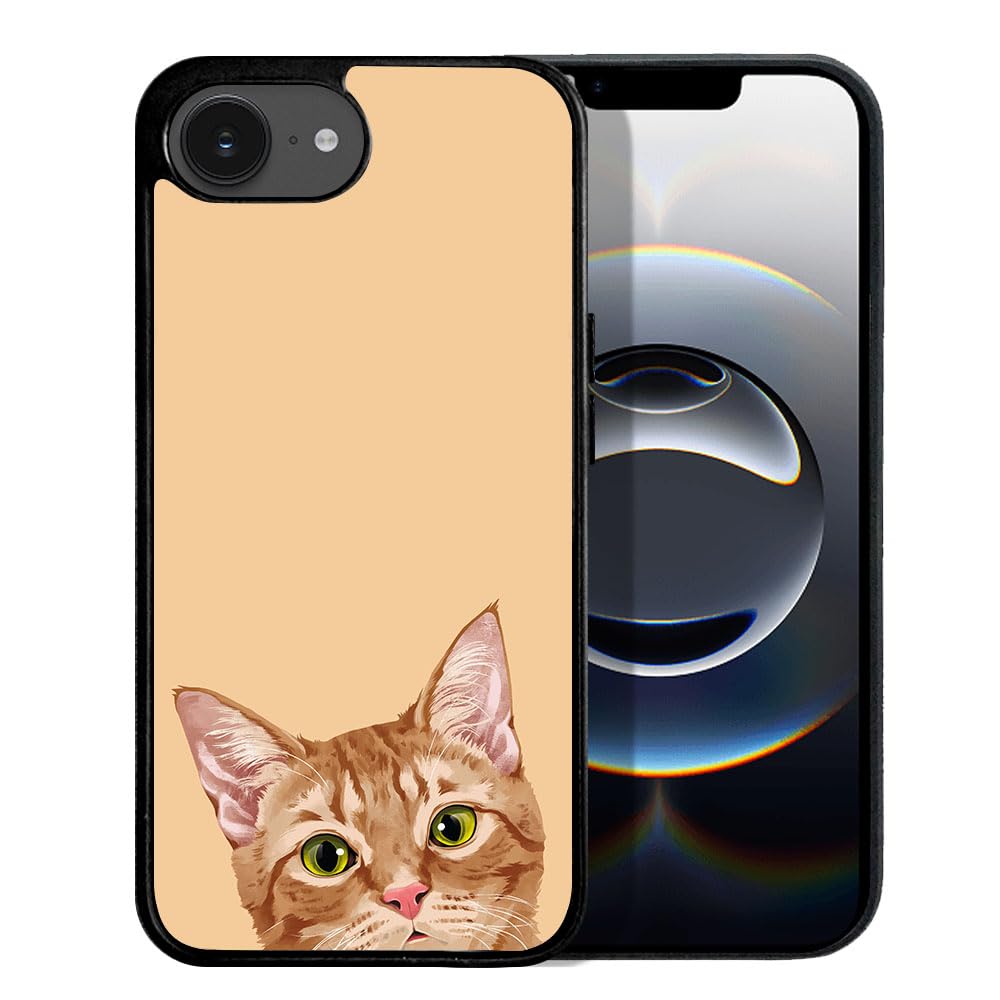 FINCIBO Anti-Scratch Soft Rubber Protective Shockproof Slim Case Cover Compatible with Apple iPhone 16e / 17e 6.1 inch - Orange Tabby Kitten Cat on