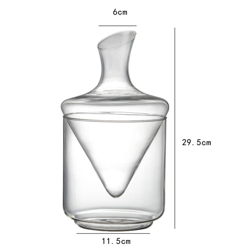 Set decanter per vino con secchiello per il ghiaccio, senza piombo, in cristallo soffiato a mano e feste