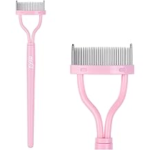 Eyelash Comb Separator MSQ Eyelash Mascara Brush and Comb Lash Separator With Comb Cover Arc Designed Cosmetic Brushes Tool Pink (1PCS)
