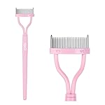 Eyelash Comb Separator MSQ Eyelash Mascara Brush and Comb Lash Separator With Comb Cover Arc Designed Cosmetic Brushes Tool Pink (1PCS)