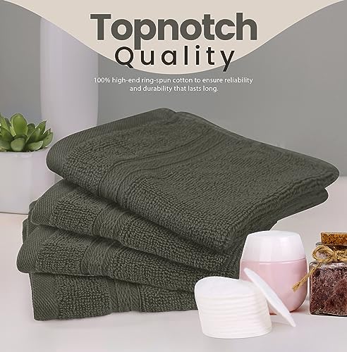 Image of Towel and Linen Mart 100% Cotton - Wash Cloth Set - Pack of 4, Quick Dry, Luxurious, Highly Absorbent and Soft Feel Premium Spa & Hotel Perfect for Daily Use (12 X 12 Grey)