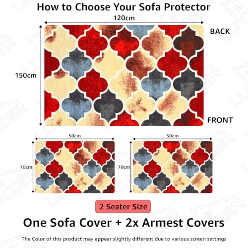 Image of Lukzer 2 Seater Sofa Cover Quilted Reversible WaveEdge Ultrasonic Cut Sofa Mat with Back and Hand Rest Covers - Dessert Jewel - Washable Sofa Protector for Modern Living Room 120 x 150 CM /SC-202-02WB