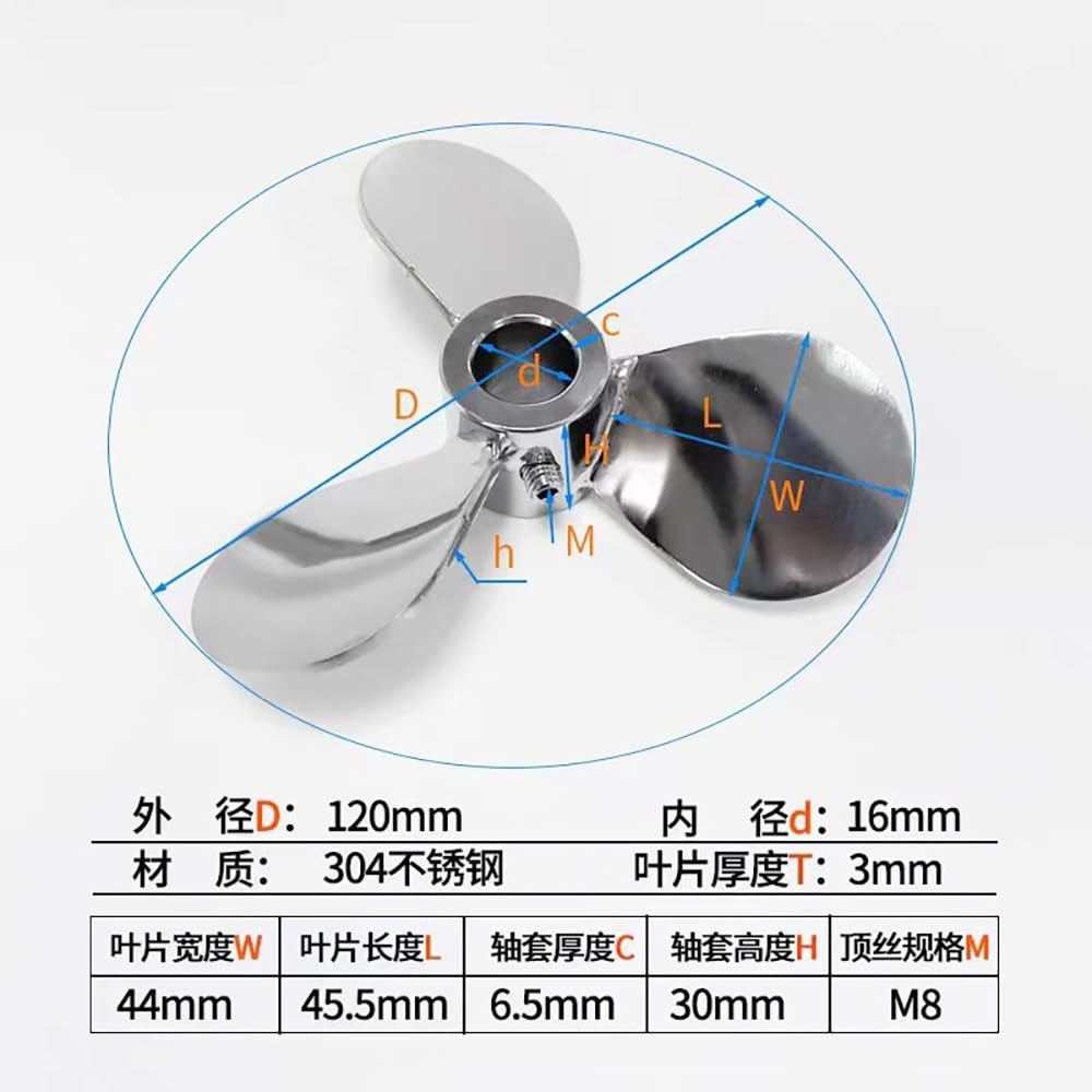 Pala Agitatore 3 Pale Inox 304 OD 60-300mm 1 Pezzo