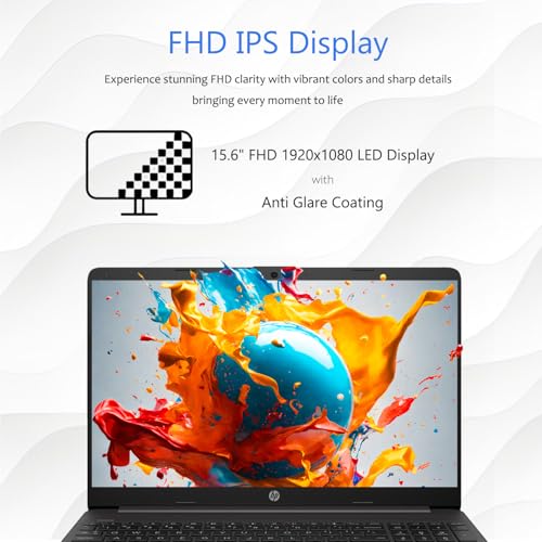 Image of HP 15 Laptop for Home or Work, Windows 11 Pro with Microsoft Office 365, 15.6 inch FHD LED Display, 16GB RAM, 256GB SSD, Copilot AI-Ready, AMD Powerful Processor, Ethernet Port, SD Card Reader, WOWPC USB