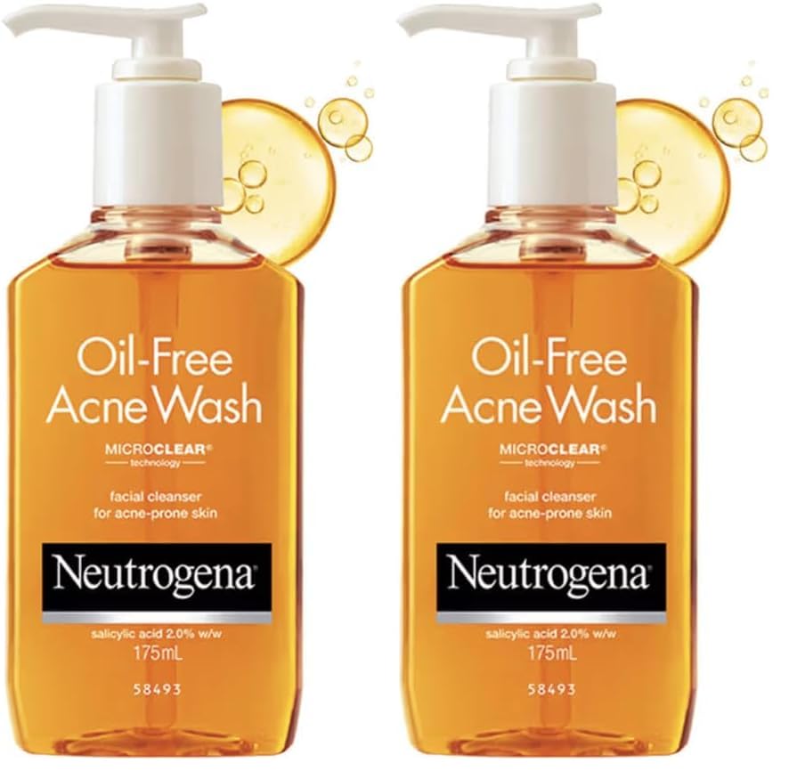 Oil Free Acne Wash | Deep Cleansing Face Wash with Salicylic Acid | Hydrating, Alcohol Free, Non Comedogenic & Dermatologically Tested | For Oily Acne Prone Skin | 175ml (Pack of 2)