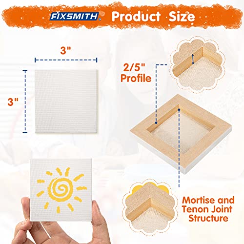 Image of FIXSMITH Mini Stretched Canvas - 24 Pack 3 x 3 Inch, 2 /5 inch Profile Small Square Canvases, 100% Cotton Art Primed Little Blank Canvas, Home Decor Project, Art Supplies for Acrylic Oil Painting