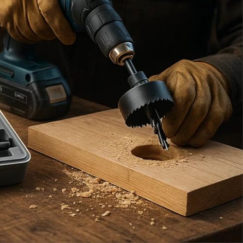 Image of WULF Professional Hole Saw Set (18 Pcs) | High Carbon Steel Hole Cutter Kit for Wood, Plastic & Metal | Ideal for Cutting Corn Hole Boards, Air Ducts, Ceiling Lights, Speakers & Carpentry Work