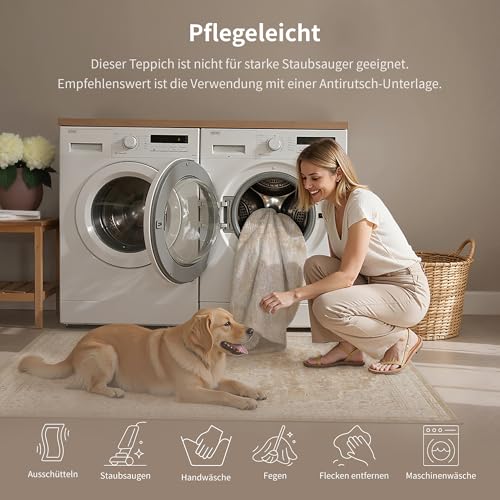 PureCozy Braun Teppich Wohnzimmer 160x230cm Waschbarer Wohnzimmerteppich – Ansicht 5