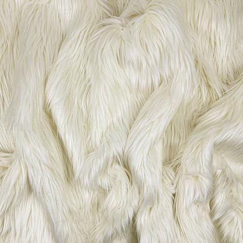 Faux Fur Fabric - Soft Plush Material for DIY Crafts (Ivory, 21 ft x 60")