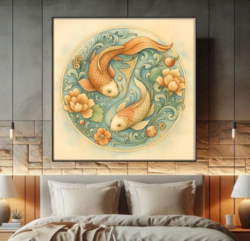 Tableau sur toile carpes koï 60x60 cm poster zen