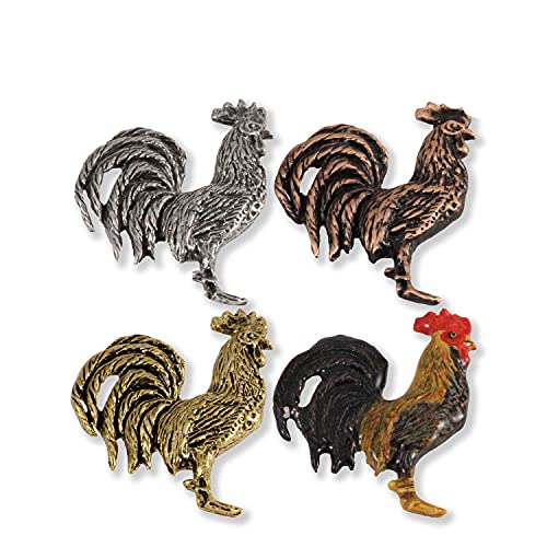 Rooster Pin, Pewter, 1.5 Inches, 100% Handmade in the USA, Cock, Chicken, Farm, Bird, Realistic, Metal, Lapel, Hat, Brooch, Gift, Jewlery, Over 3100 Unique Designs4