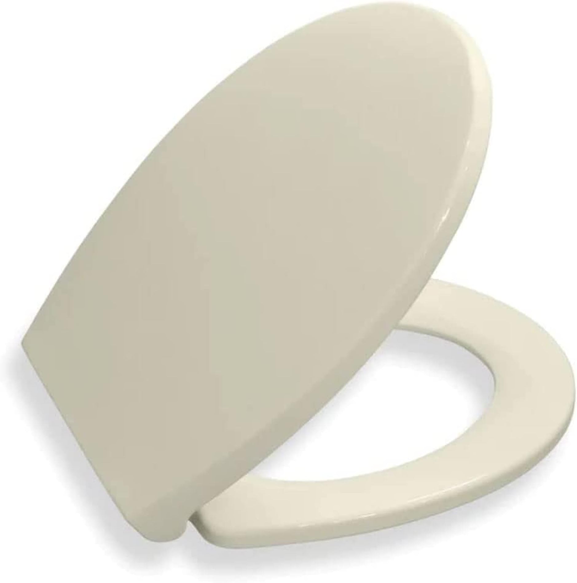 BATH ROYALE BR620-02 Almond/Bone Premium Round Toilet Seat Soft Close, Replacement Toilet Seat Fits All Toilet Brands including Kohler, Toto and American Standard