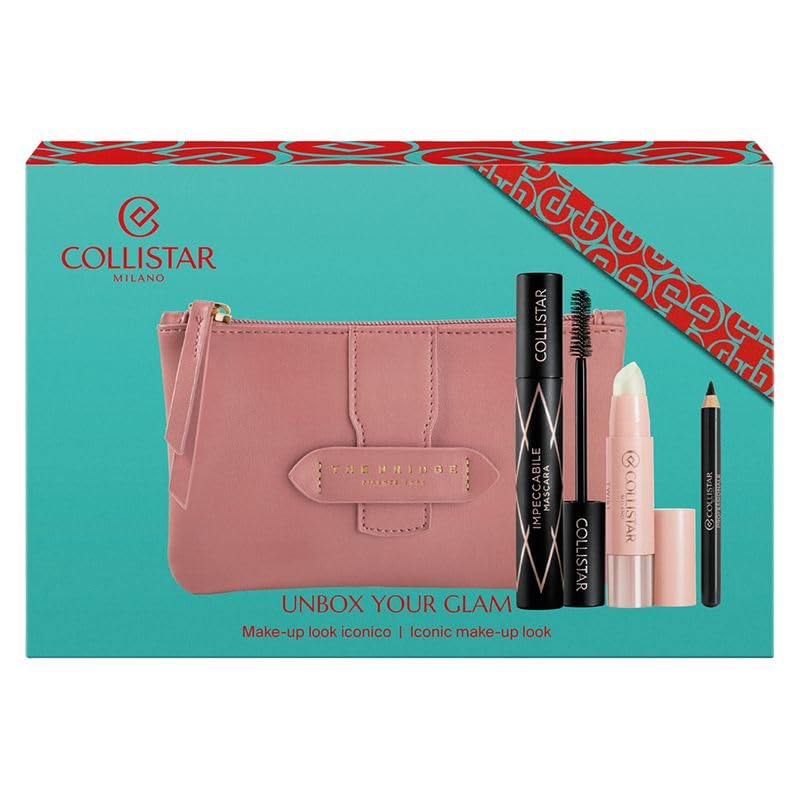 Collistar Set Regalo Impeccabile, Mascara con Twist Balmy Gloss, Mini Matita Occhi e Pochette, Kit Cosmetico Trucco