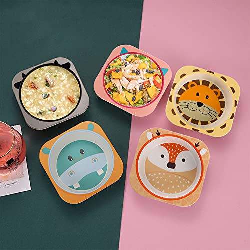 Zeayea 6 Pack Bamboo Kids Bowls, 10 Oz Durable Cartoon Bowls For Children, Bpa Free Cute Snacks Bowls, Square Dinner Tableware For Serving Soup, Cereal, Pasta, Ice Cream, Dishwasher Safe #TOP5
