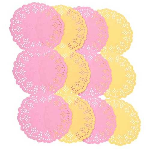 COLLBATH Elegant Lace Paper Doilies Round Flower Bottom Placemats 2 Packs (200pcs) Oil-Proof Greaseproof for Cake Plates Desserts and Baking