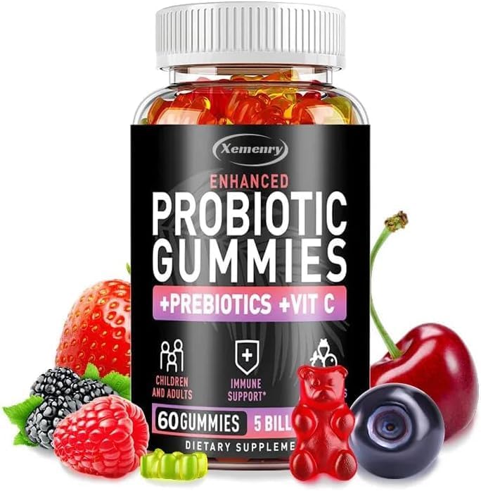 Probiotic Gummies (100 Gummies) with Prebiotics – Immune Support Supplements, Digestive Health