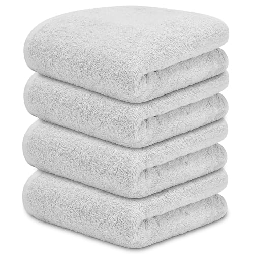 DECASATEXTIL Pack 4 Toallas Lavabo 50x100cm Algodón 450g/m² – Suaves y Absorbentes – Toallas Baño y Mano para Lavabo, Gimnasio o Aseo (Gris Plata)