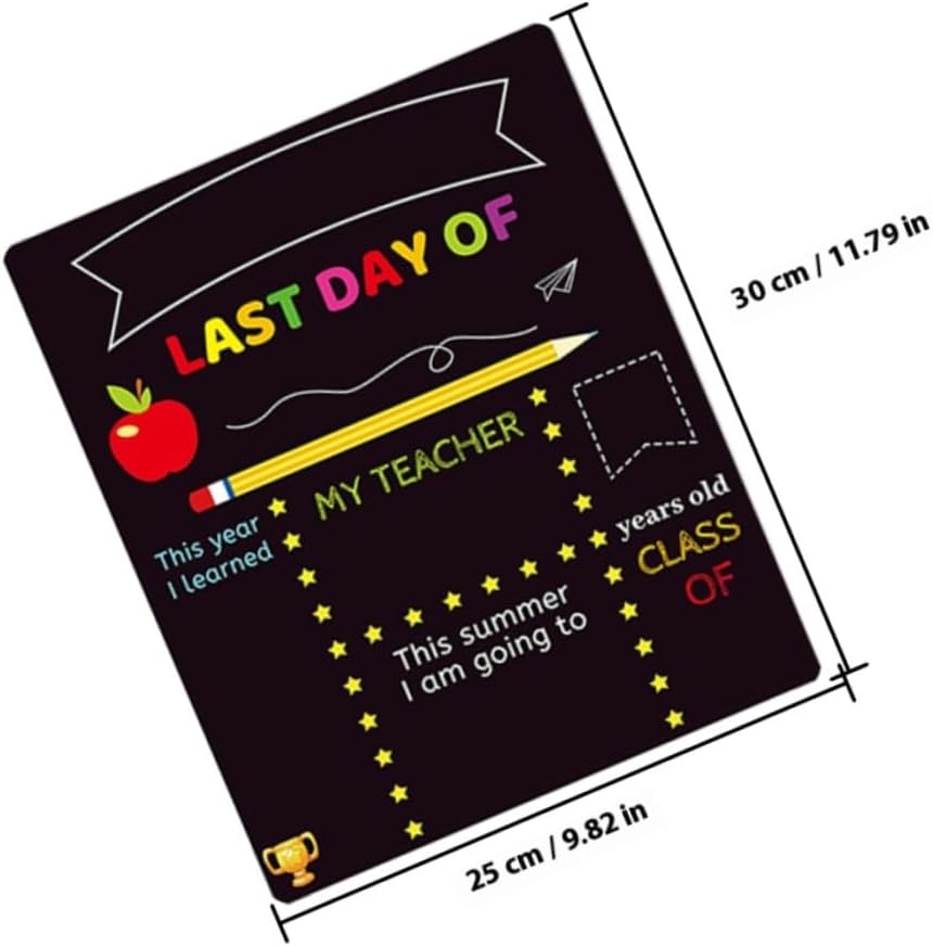 Toddmomy ’s Chalkboard Writing Board 2pcs Set PVC Plastic Kindergarten School Sign Message Board First Day Photo Prop Blackboard for Preschool and Elementary Classroom Use