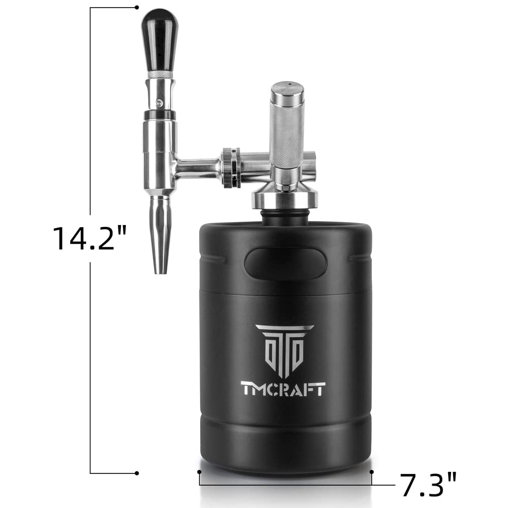 TMCRAFT 64oz Nitro Cold Brew Caffettiera, Acciaio Inox Stout Cream Rubinetto & Valvola di Sfiato, Home Brew Barile di Caffè Azoto Barile di Caffè