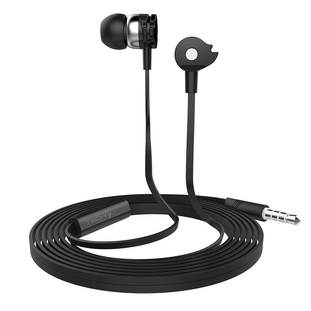 Techly 361667 Auricolari Stereo in-​Ear con Microfono Neri Nero