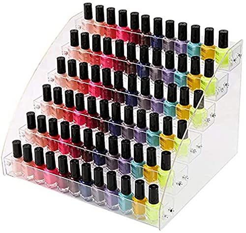 Acrylic Cosmetic Organiser, Clear Nail Polish Lipstick Organise Stand Holder, Essential Oils Display Rack Stand, Transparent Makeup Organizer for Bottles (6-Tier)