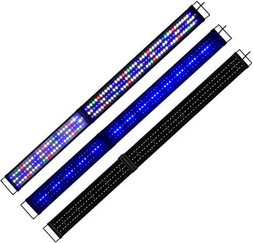 KZKR - Rampa LED para acuario, 150 cm, color blanco, azul, rojo, verde, luz natural, espectro completo, 150 cm - 180 cm, extensible, enchufe europeo, lámpara para plantas, pescado A176 Cover