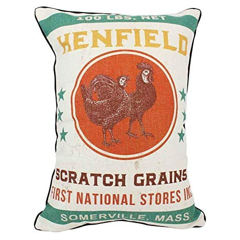 enFen Hen Filed, Scratch Grains, Farmhouse Burlap Bloster Throw Pillow Covers Shabby Chic Shams Vintage Feed Sacks Cushion 20''x14'' Cover