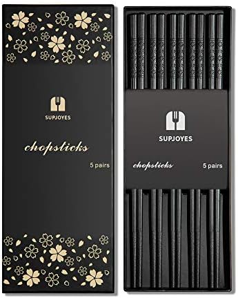 SUPJOYES 5 Pairs Fiberglass Chopsticks, Multicolour Reusable Chop Sticks Japanese Style, Non-Slip Chopsticks Gift Set Dishwasher Safe, 24cm