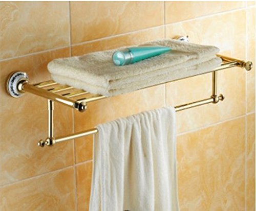 Barre porte-serviettes et étagère de bain en laiton Gowe pour organiser votre linge de maison