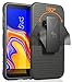 Nakedcellphone Black Rugged Ring Grip Case Cover + Belt Clip Holster Stand [with Built-in Mounting Plate] for Samsung Galaxy J4 Core (SM-J410), J4 Plus (SM-J415), J4+