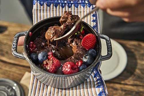 Image of Staub Cast Iron 0.5-qt Round Cocotte - Graphite Grey, Made in France