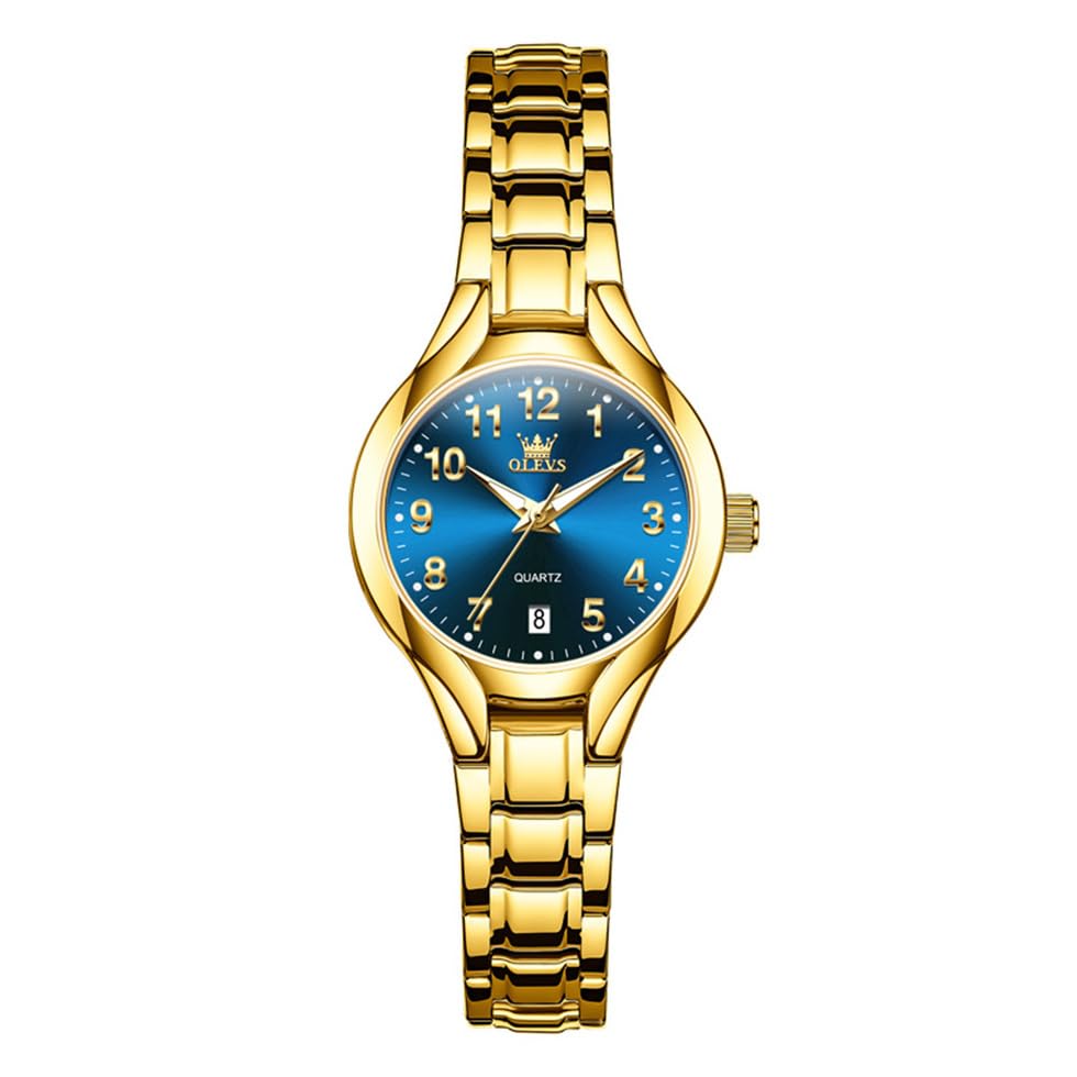 Image of OLEVS Womens Watches Original Analog Quartz Watch Stainless Steel Gold Luxury Dress Classic Easy Read Ladies Calendar Wrist Watches for Women