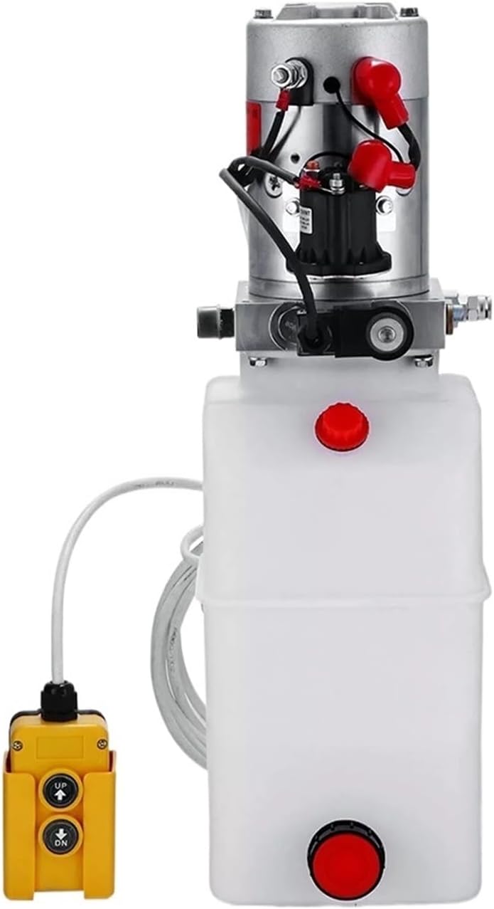Professional Tools, 12V 8 Quart Car Lift Hydraulic Plastic Pump Power Supply Unit Single Acting For Dump Traile