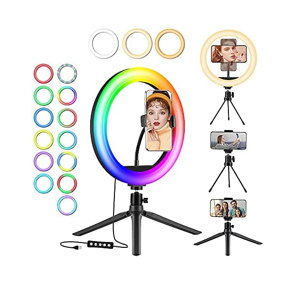 10 Zoll Ringlicht mit Stativ Handy, Tisch LED Ring Light/150cm Kamera Handystativhalter mit Ringleuchte für YouTube…
