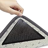 Antirutschmatte für Teppich 8 Stück, Teppichstopper, rutschfeste Wiederverwendbare Teppichauflage, Super klebrig, Waschbar, for Vinylboden Hartholzböden Fliesenboden, Schwarz