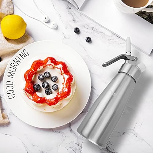 Premium Aluminium Whipped Cream Dispenser, 3 Decorating Nozzles and Cleaning Brush, Entemah 500ml Whipped Cream Charger Use 8 Gram N2O Cream Chargers (Not Included) Cream foamer UK