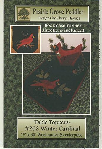 Winter Cardinal Wool Applique Table Runner Pattern by Prairie Grove Peddler 15" x 36"