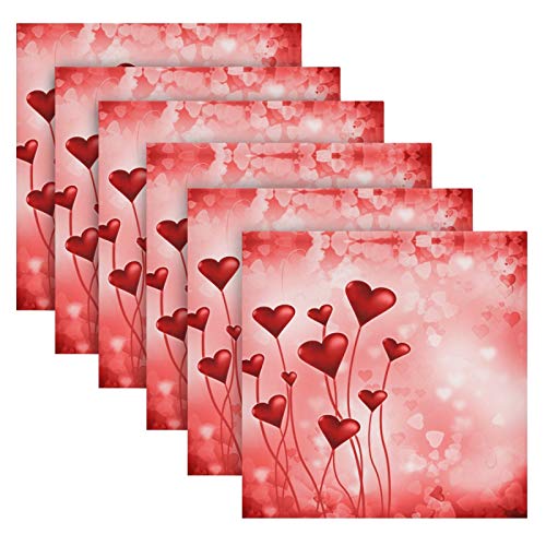 Servilletas de Tela ALAZA rojas con corazones x4 miniatura 5